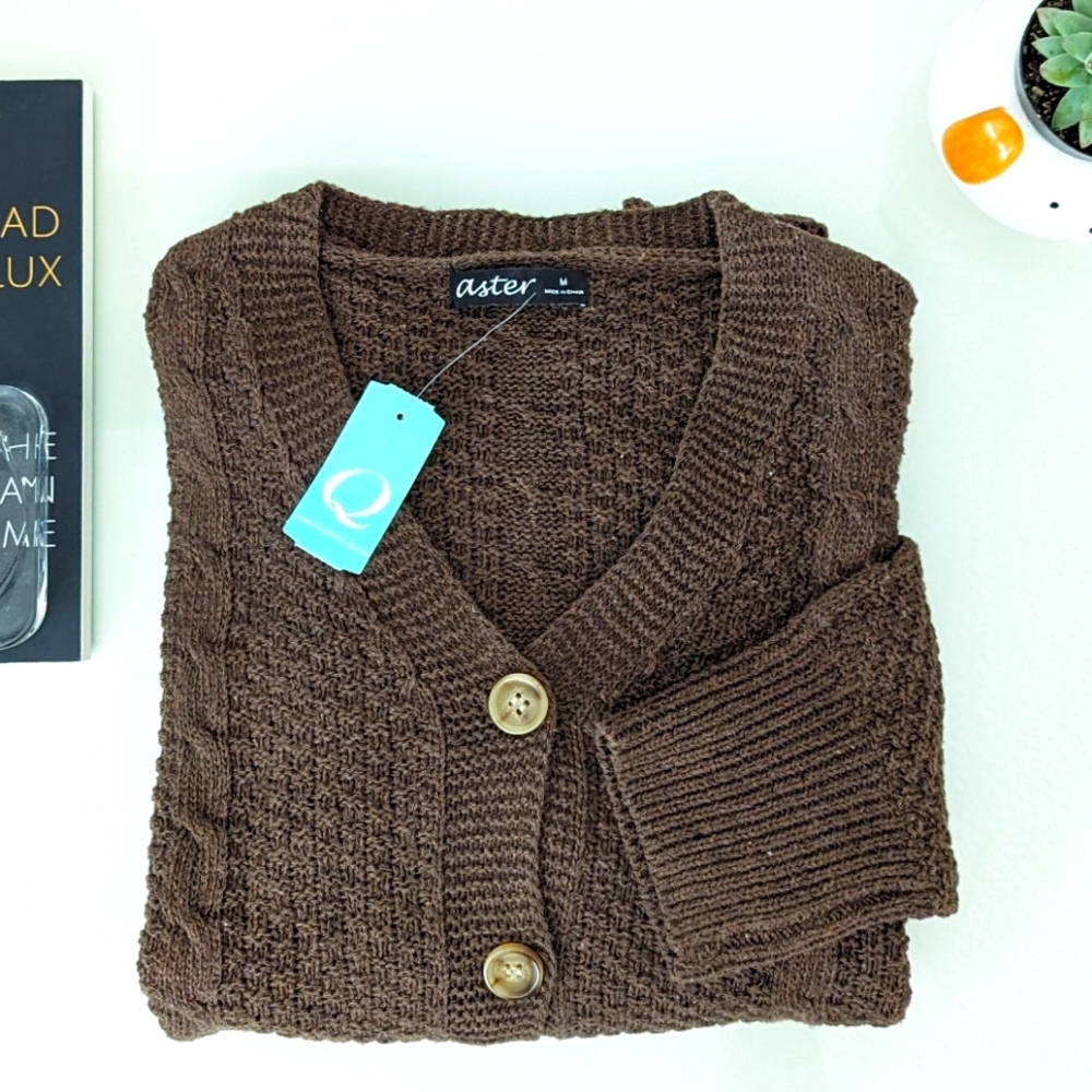 Fashion Q Brown Knit Cardigan